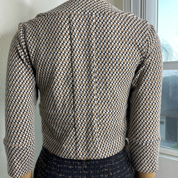 Diane Von Furstenberg Sz 6 Collarless Jacket 3/4 Sleeves Zip Front - Picture 10 of 10